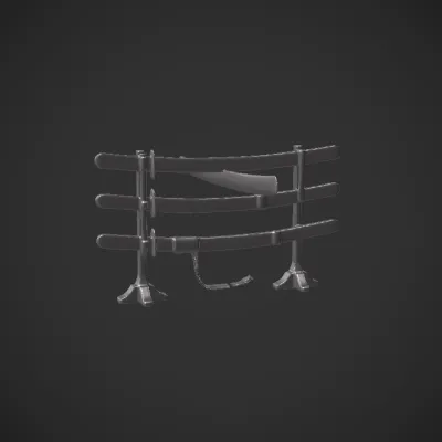 Three Japanese swords on display stand. smooth edges, complex geometry, game-ready, symmetric geometry.