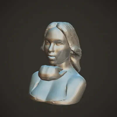 upper body of a woman. smooth edges, complex geometry, character.