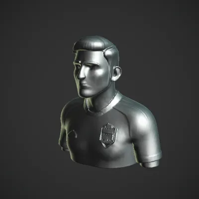 Soccer player wearing a red jersey. smooth edges, complex geometry, game-ready, character.