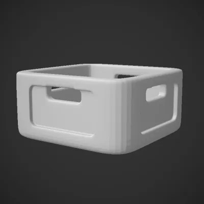 Yellow plastic storage box with handles. smooth edges, simple geometry, game-ready, symmetric geometry.