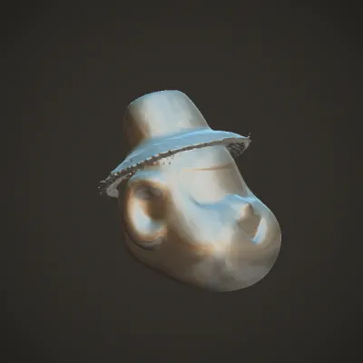 Yellow pot with straw hat. smooth edges, simple geometry, symmetric geometry.