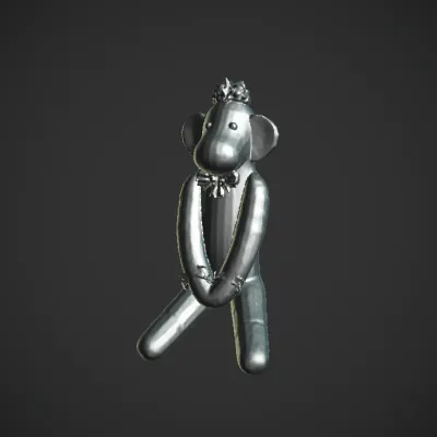 Sock monkey plush toy with a red bow. smooth edges, simple geometry, character, symmetric geometry.