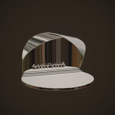 Modern lobby interior with curved wall. smooth edges, complex geometry.