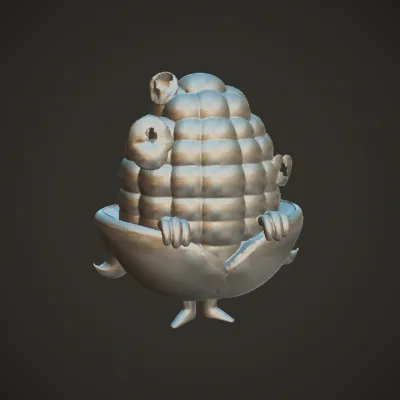 Cartoon corn character with arms and legs. smooth edges, simple geometry, game-ready, character, symmetric geometry.