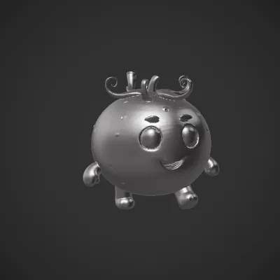 Cute cartoon tomato character. smooth edges, simple geometry, game-ready, character, symmetric geometry.