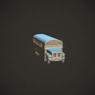 Yellow American school bus. smooth edges, complex geometry, game-ready, symmetric geometry.