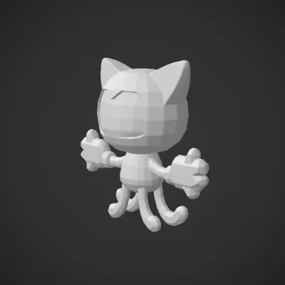 Cartoon octopus cat hybrid character. simple geometry, game-ready, smooth edges, character.