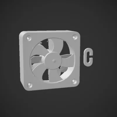 computer cooling fan icon. sharp edges, simple geometry, game-ready, symmetric geometry.