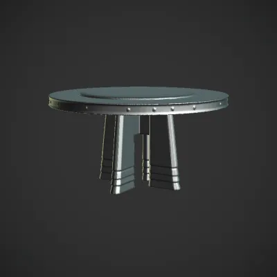 Round white dining table. simple geometry, symmetric geometry.