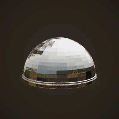 Floating magic platform with energy dome. smooth edges, complex geometry, game-ready, symmetric geometry.