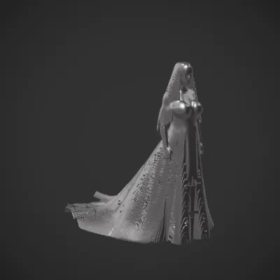 Woman wearing a white wedding dress. smooth edges, complex geometry, character, symmetric geometry.
