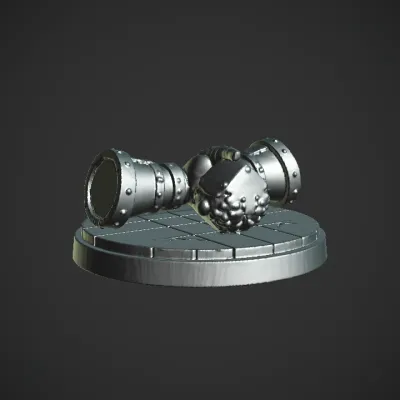 two armored hands clasped together. sharp edges, complex geometry, symmetric geometry.