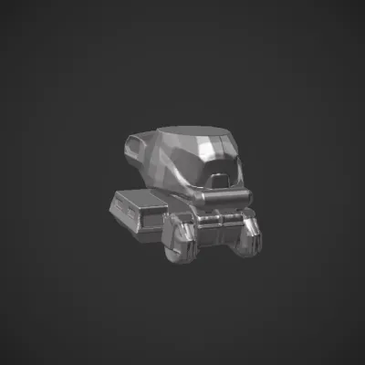 Futuristic armored combat vehicle with large wheels. complex geometry, sharp edges, game-ready, symmetric geometry.