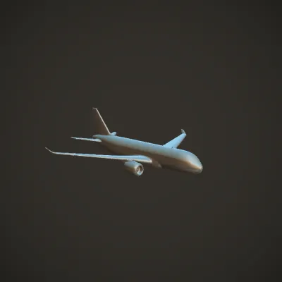 Commercial airplane flying in the sky. smooth edges, complex geometry, game-ready, symmetric geometry.