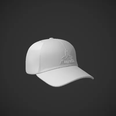 A navy blue baseball cap with logo. smooth edges, simple geometry, game-ready, symmetric geometry.