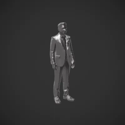 Man in a formal suit, rear view. smooth edges, complex geometry, character, symmetric geometry.