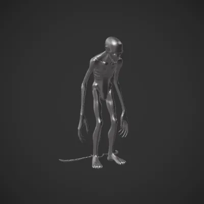 tall, thin alien humanoid creature. smooth edges, complex geometry, character, symmetric geometry.