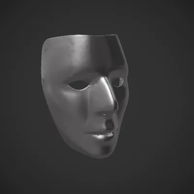 Person standing upright against dark background. smooth edges, complex geometry, character.