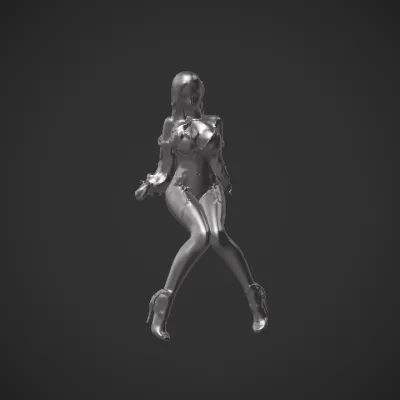 Woman in lingerie and heels sitting. complex geometry, smooth edges, character.