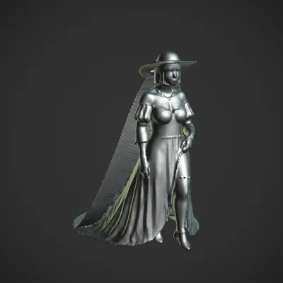 woman in an elegant cream dress. smooth edges, complex geometry, character.