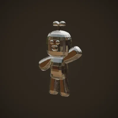 Cartoon plant character waving hello. smooth edges, simple geometry, game-ready, character.