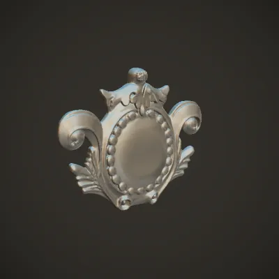 decorative plaster ornament with leaf and bead design. smooth edges, complex geometry, symmetric geometry.