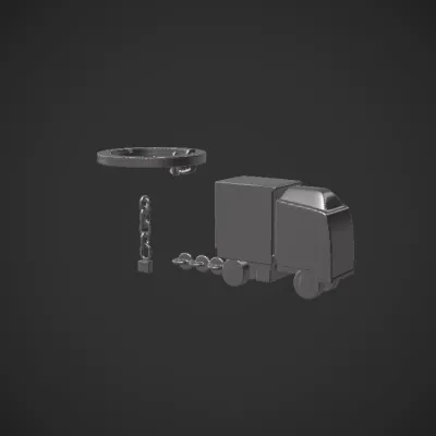 Miniature truck keychain. sharp edges, simple geometry, game-ready, symmetric geometry.