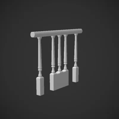 Wooden baluster for staircase railing. smooth edges, simple geometry, game-ready, symmetric geometry.