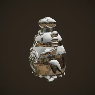 A pink, round, cartoon sheep character. smooth edges, simple geometry, game-ready, character, symmetric geometry.