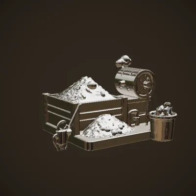 A cartoon-style industrial furnace. smooth edges, simple geometry, game-ready, symmetric geometry.