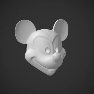 Mickey Mouse head sculpture. smooth edges, simple geometry, character, symmetric geometry.