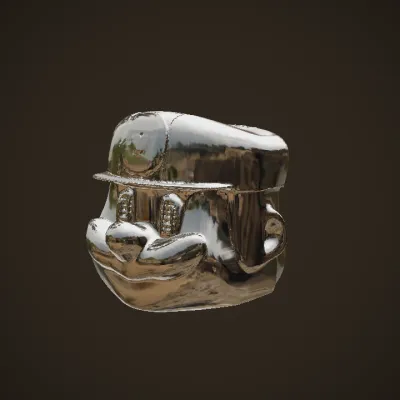 Cartoon head with striped cap. smooth edges, simple geometry, character.