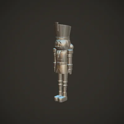 Traditional wooden nutcracker soldier statue. sharp edges, smooth edges, simple geometry, character, symmetric geometry.