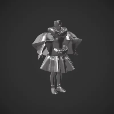 Person in colorful, comic-themed costume. complex geometry, smooth edges, character.