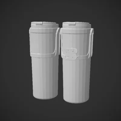 black Bridgestone travel mug with lid. smooth edges, simple geometry, game-ready, symmetric geometry.