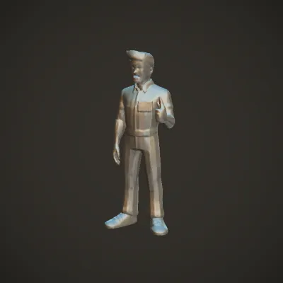 Cartoon man in uniform giving thumbs up. smooth edges, simple geometry, character.