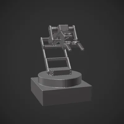 Industrial robotic arm. sharp edges, complex geometry, symmetric geometry.