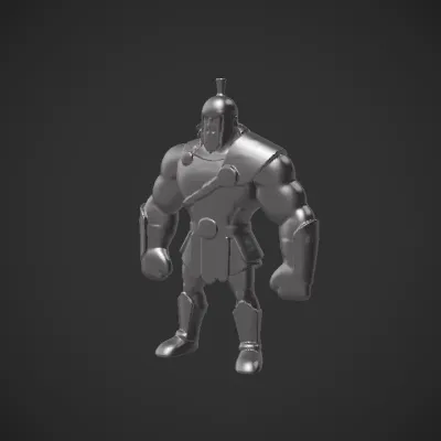 Cartoon gladiator in armor. smooth edges, simple geometry, game-ready, character, symmetric geometry.