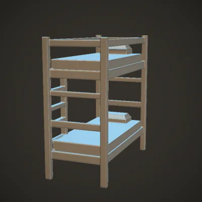 A bunk bed with ladder. sharp edges, simple geometry, symmetric geometry.