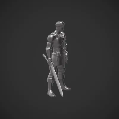 Armored swordsman in fantasy outfit. sharp edges, complex geometry, game-ready, character.