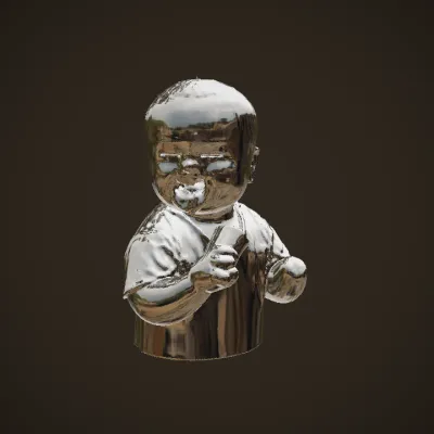 Child holding ice cream cone. smooth edges, complex geometry, character.