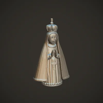 religious figurine with crown and praying hands. smooth edges, simple geometry, character, symmetric geometry.