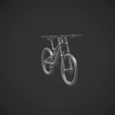 Modern mountain bicycle. sharp edges, complex geometry, game-ready, symmetric geometry.