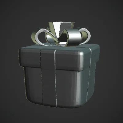 A wrapped gift box with a ribbon. smooth edges, simple geometry, symmetric geometry.