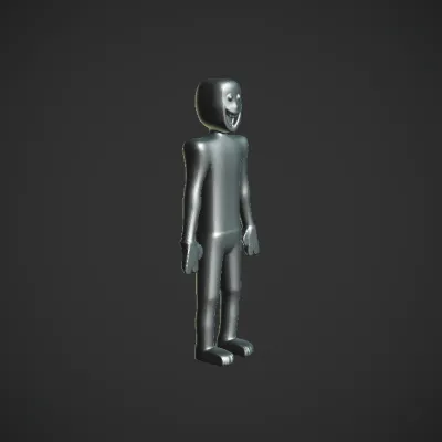 Simple humanoid figure with facial features. sharp edges, simple geometry, character, symmetric geometry.