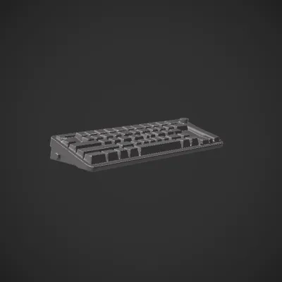 Mechanical computer keyboard with blue backlight. sharp edges, simple geometry, game-ready, symmetric geometry.