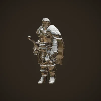 Armored fantasy warrior in detailed costume. complex geometry, sharp edges, character.