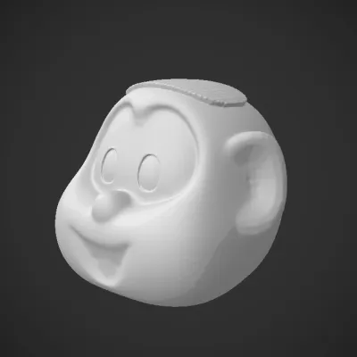 Cartoonish human head side view. simple geometry, game-ready, character.