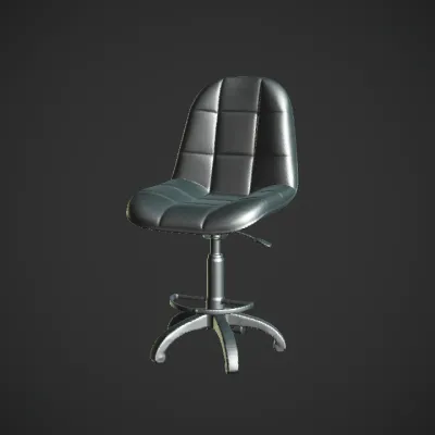 black office chair with metal base. smooth edges, simple geometry, symmetric geometry.