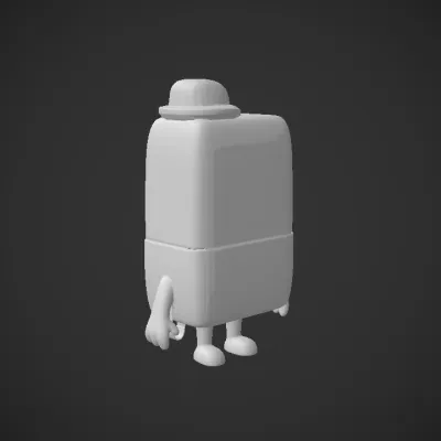 Cartoon eraser with face and accessories. smooth edges, simple geometry, game-ready, character, symmetric geometry.